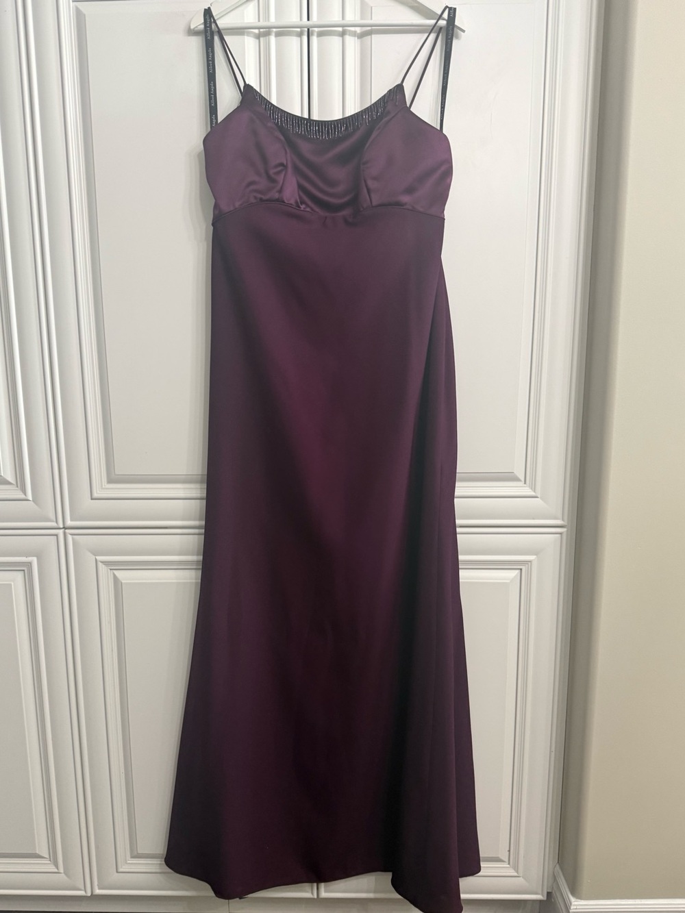VTG Alfred Angelo Plum Satin Empire Waist Formal Maxi Dress Y2K Prom Bridesmaid